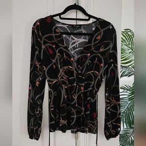 💝Elegant Black Chain Print Women's Top